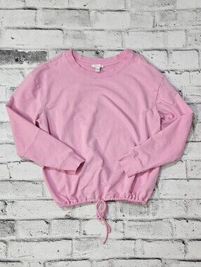 Daily Ritual Womens Pink Drawstring Hem Crewneck Sweatshirt XL